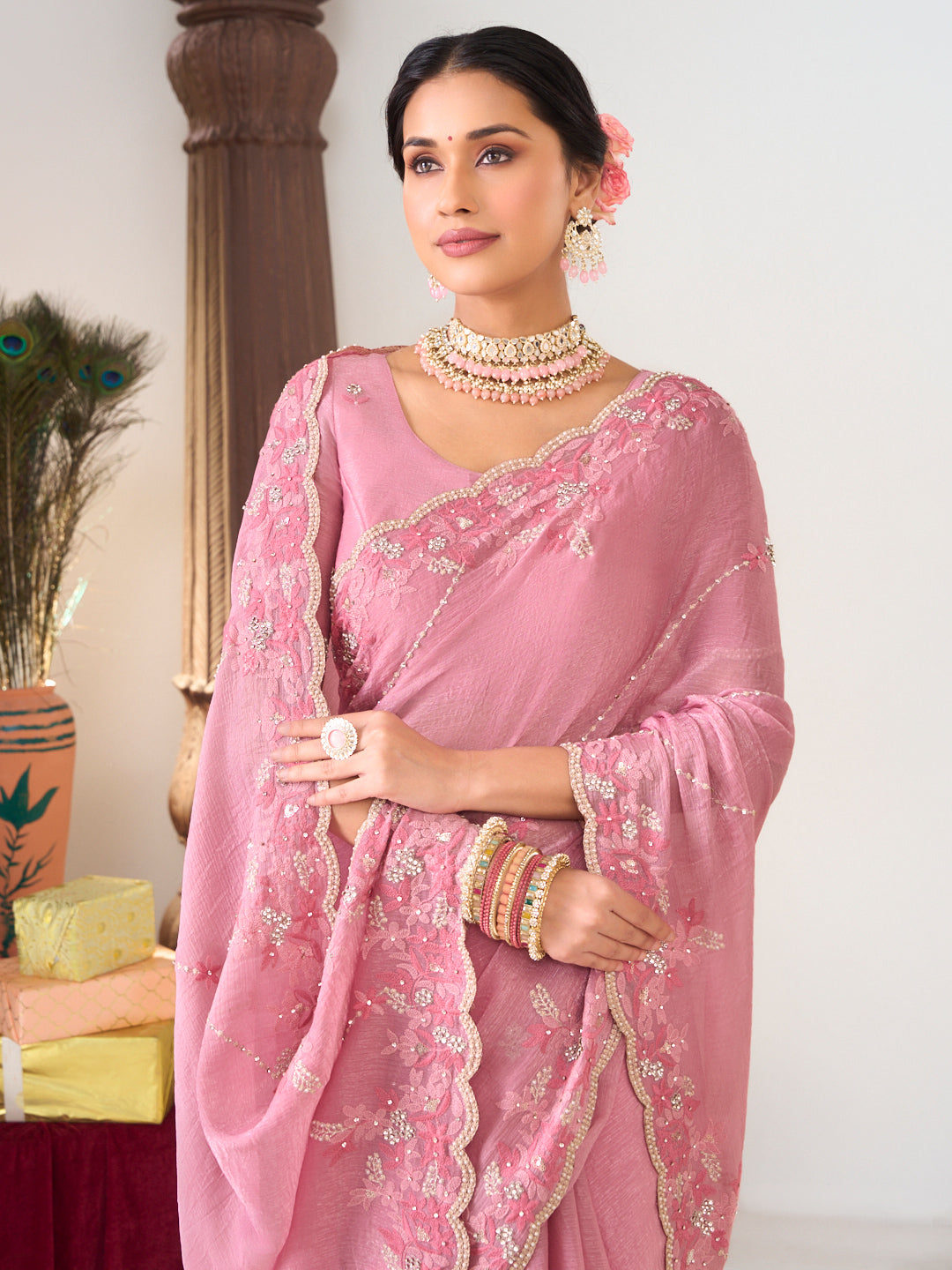 lightweight organza saree