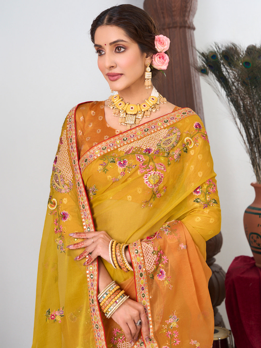 gradient organza designer saree