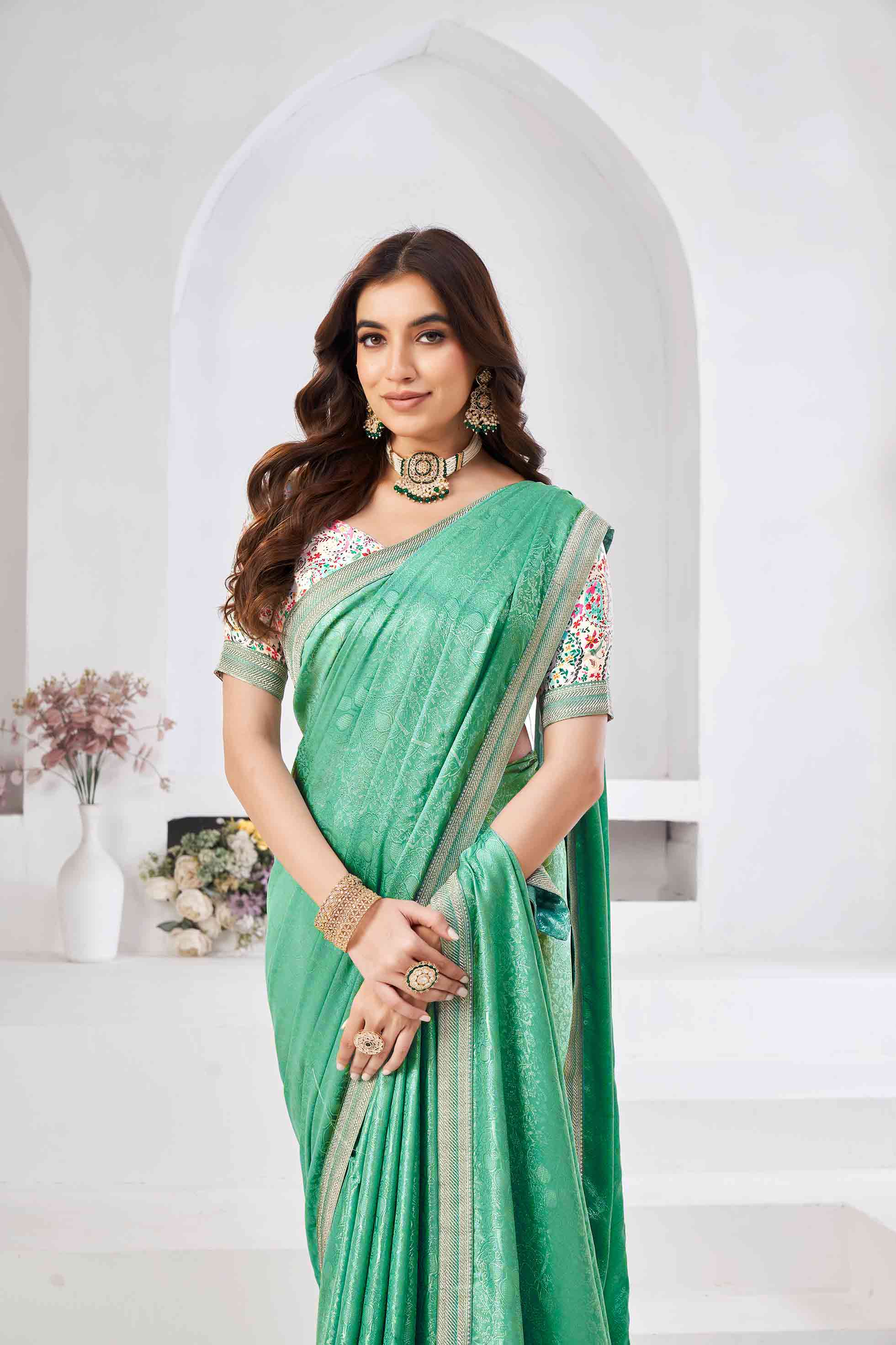 Green daily wear saree