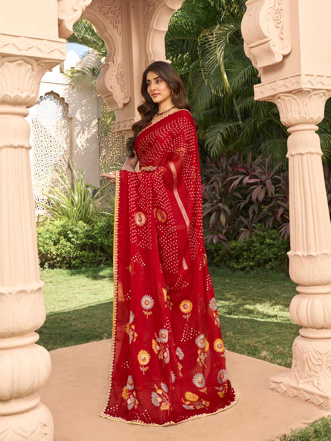 Red saree with silk blouse