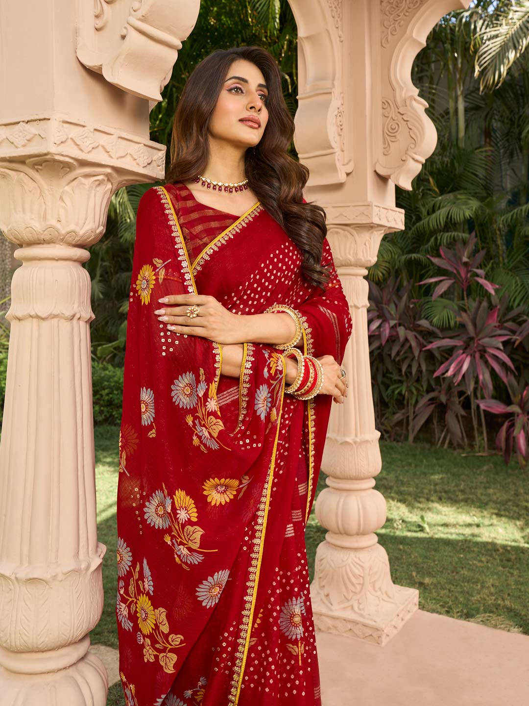 Floral print saree design