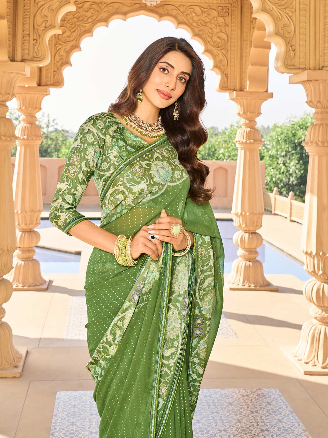 Light weight georgette saree look