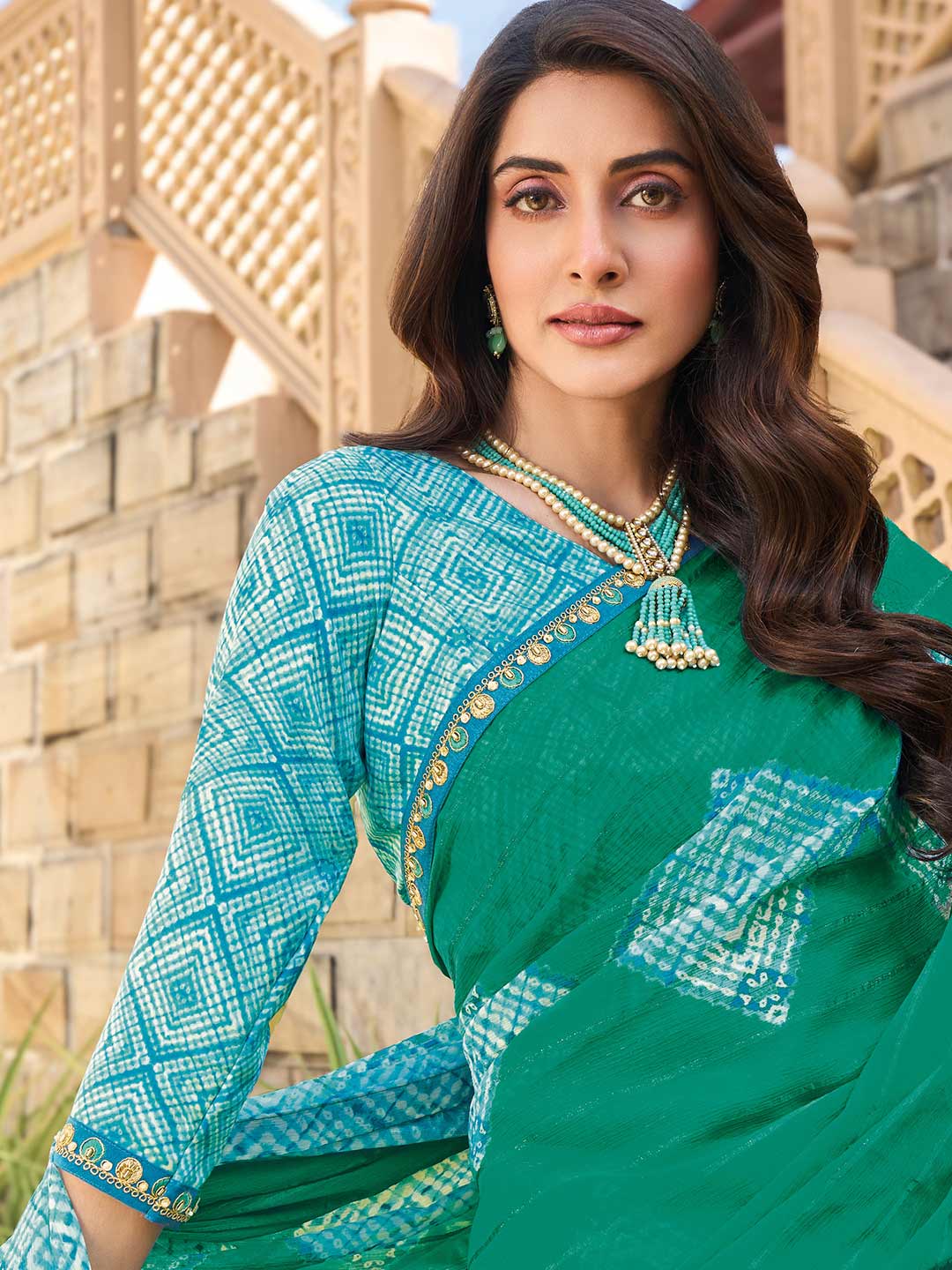 Light weight geometric print saree