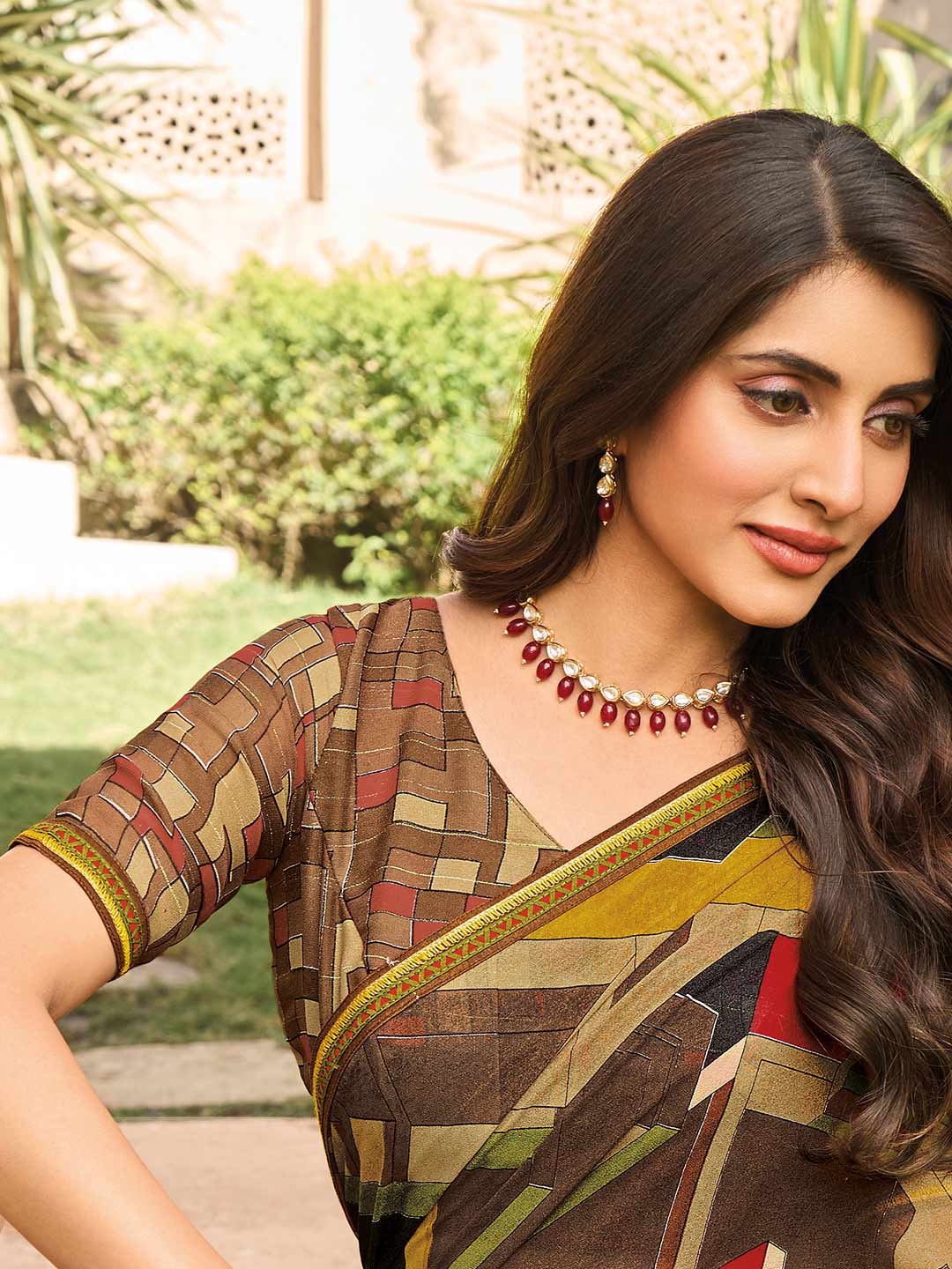 abstract print saree light weight saree for women