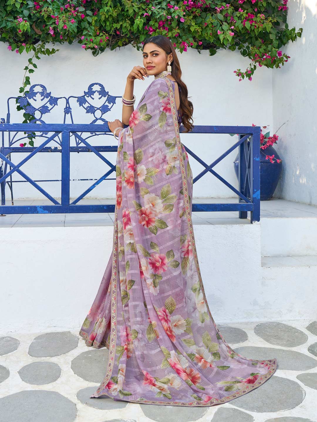 lightweight festive chiffon saree