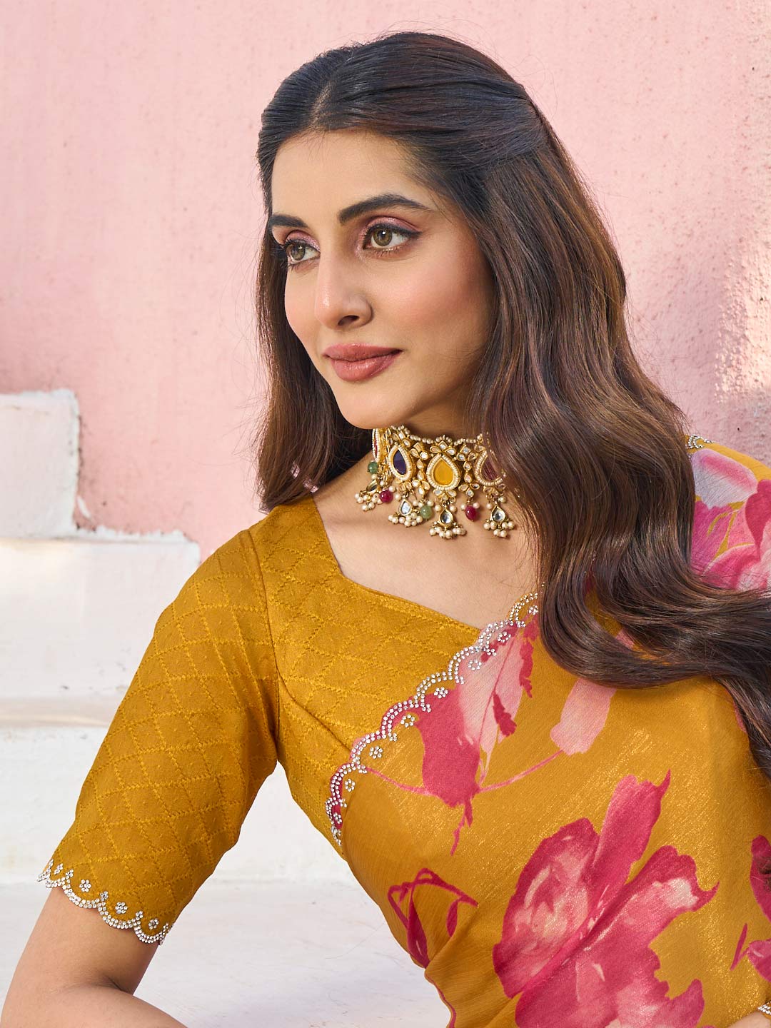 elegant festive organza saree