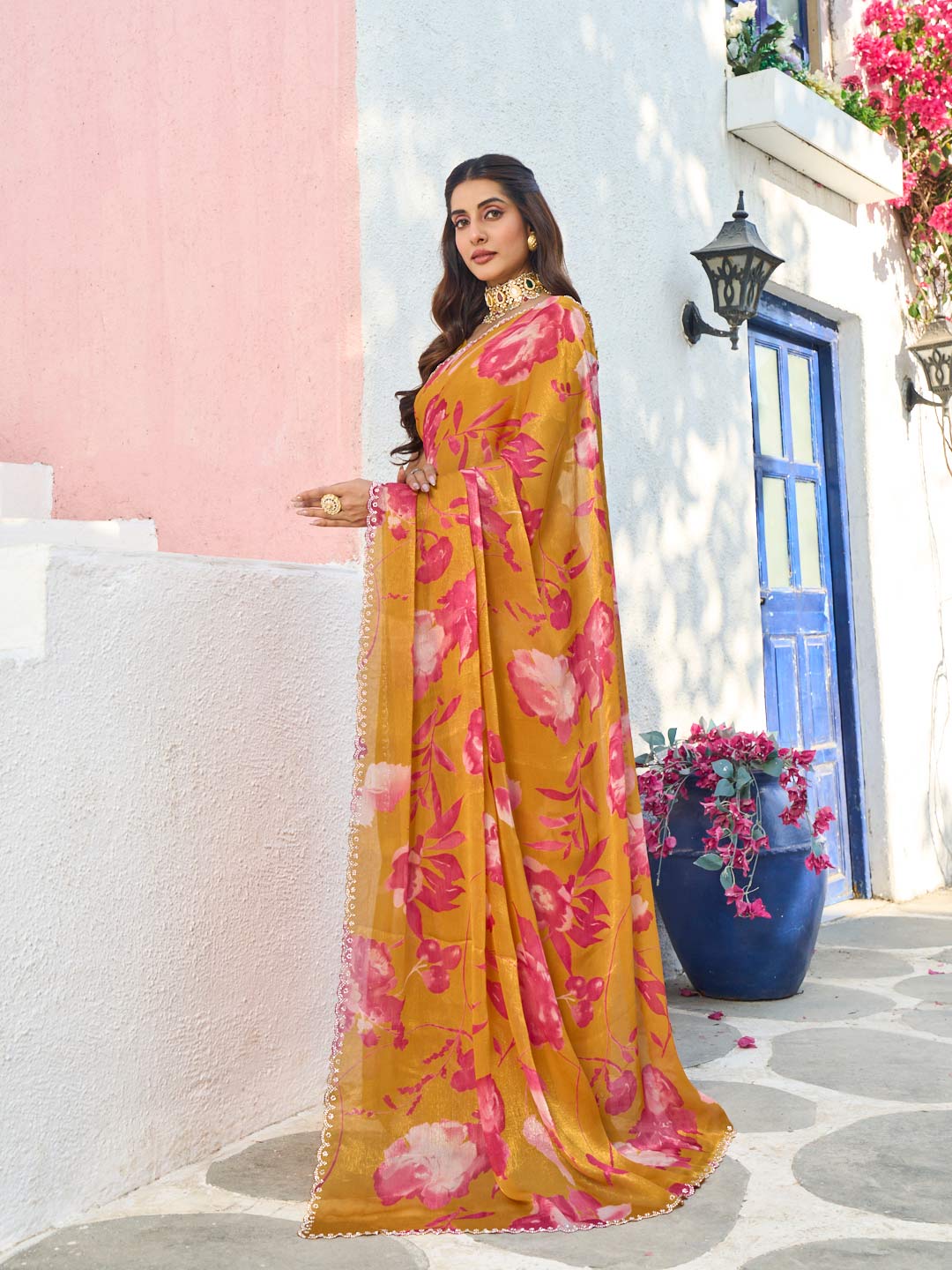 elegant festive organza saree