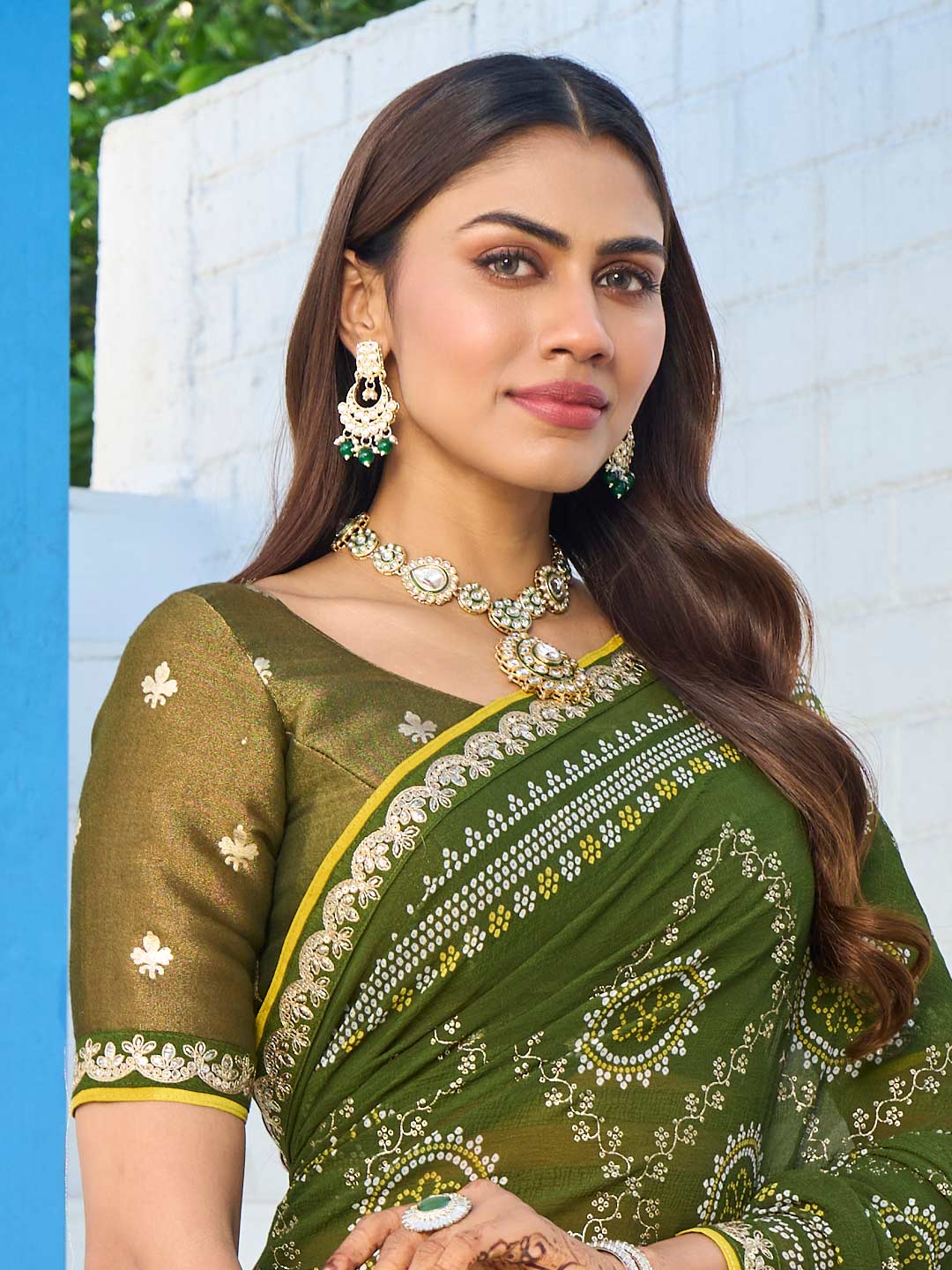 Laxmipati Rang Birangi Green Georgette Foral Printed Saree