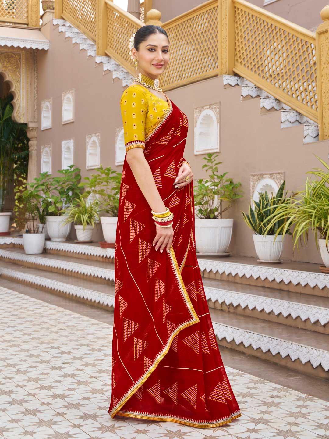 Maroon festive designer saree