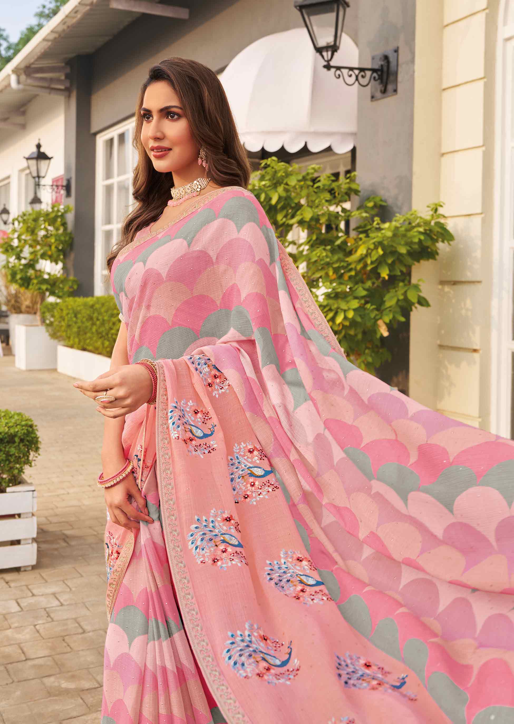 designer chiffon saree