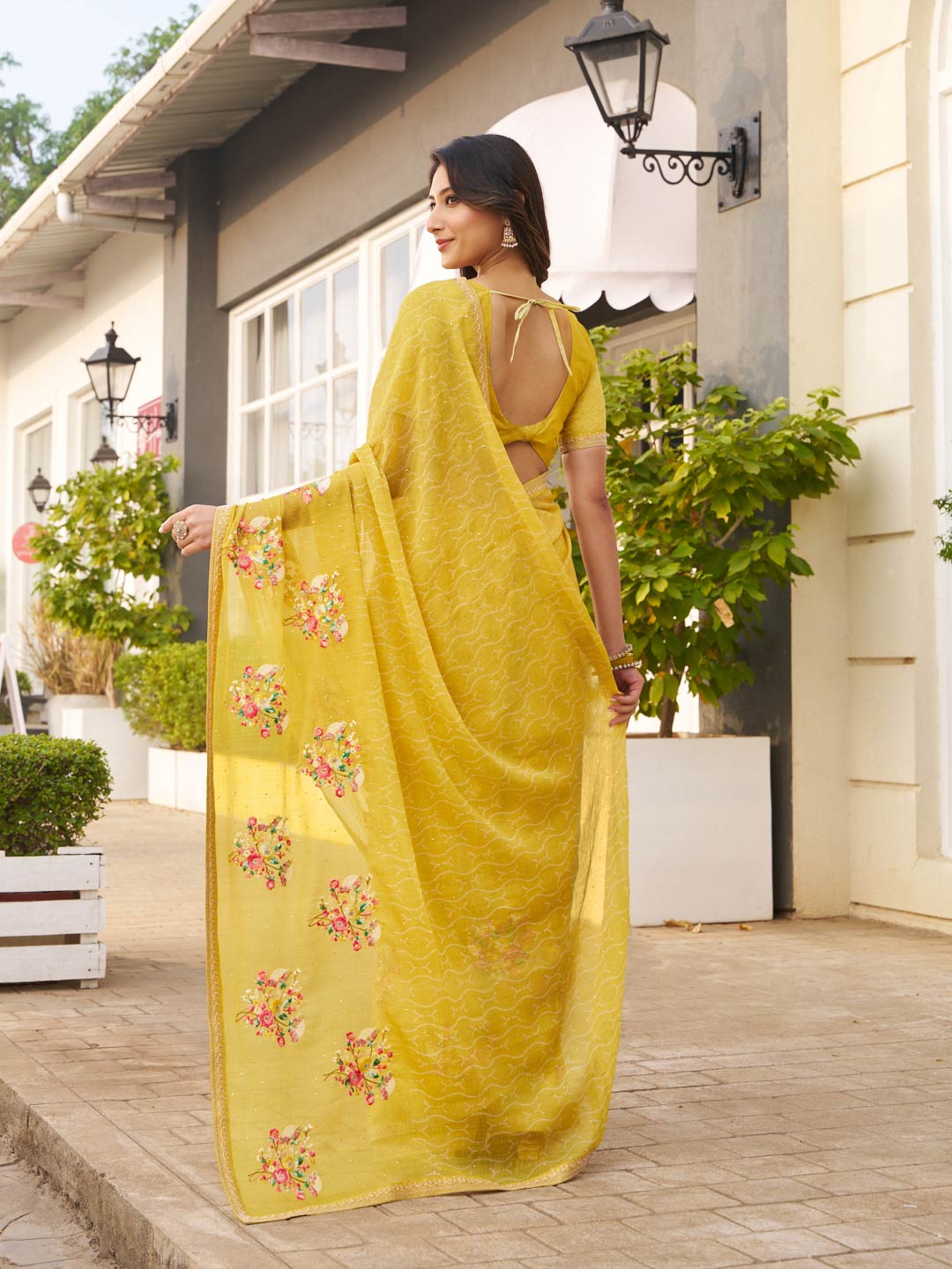 designer chiffon saree