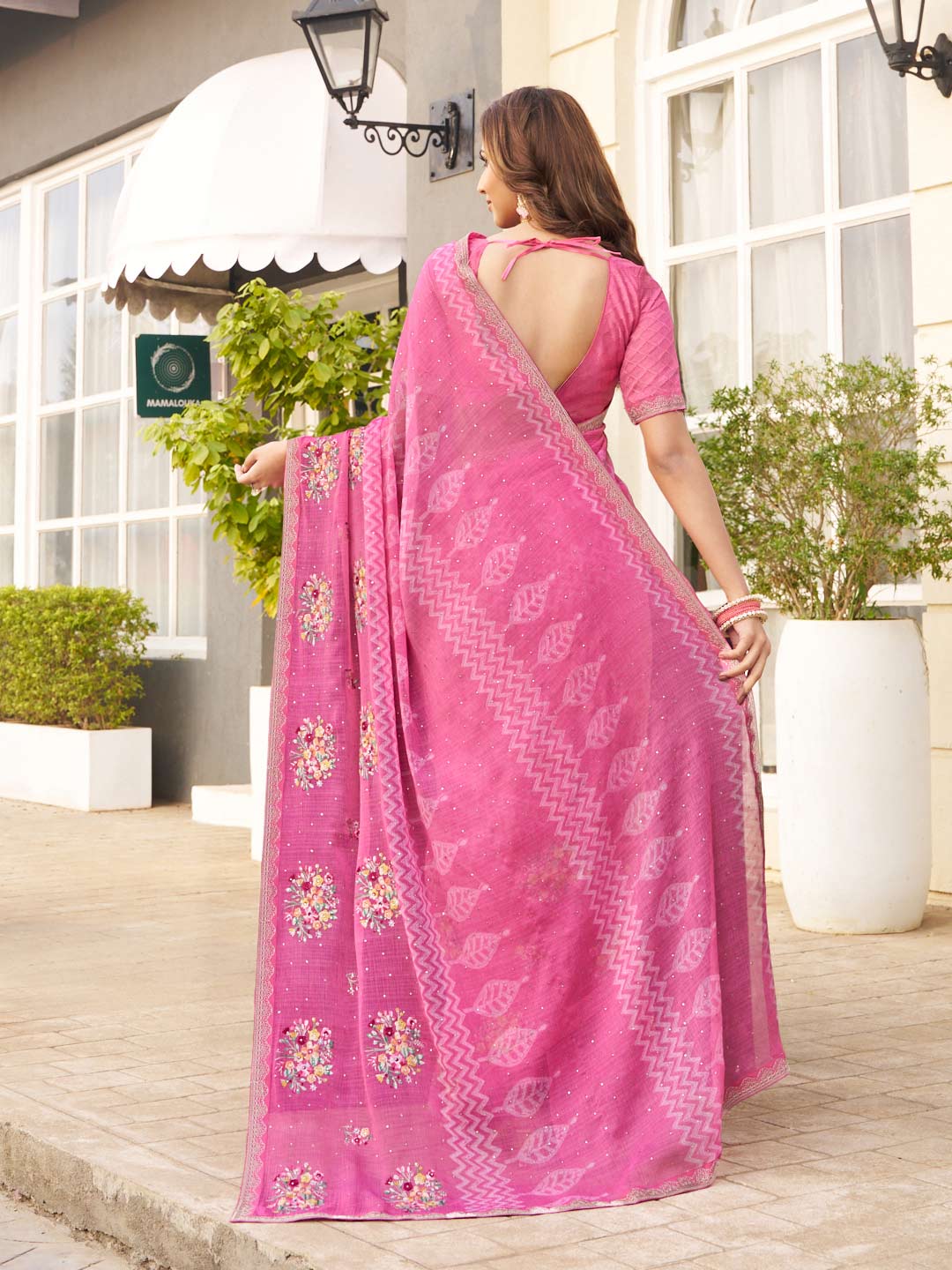 floral work saree