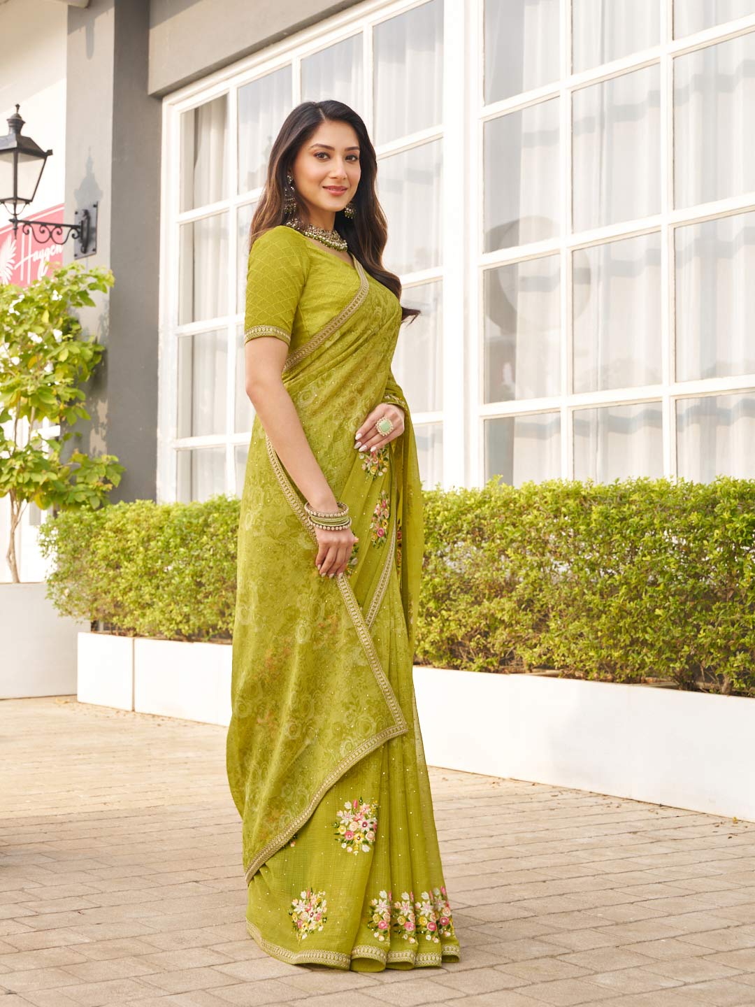 embroidered designer saree