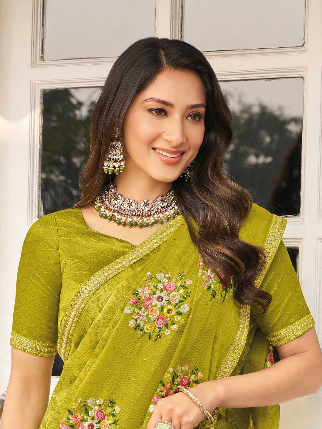 party wear chiffon saree