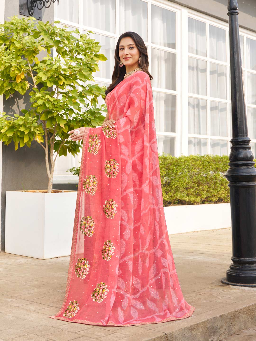 chiffon festive designer saree
