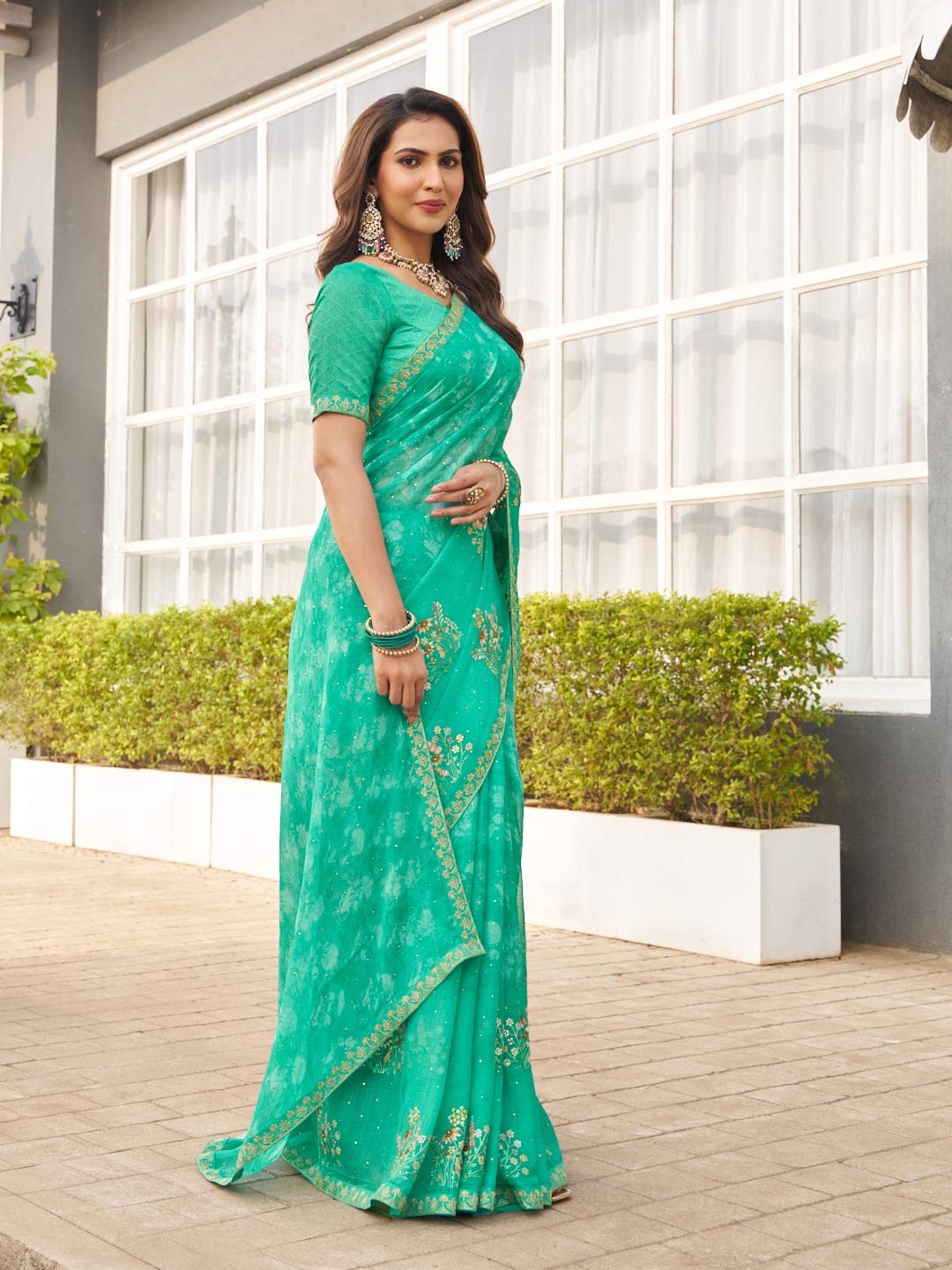 embroidered designer saree