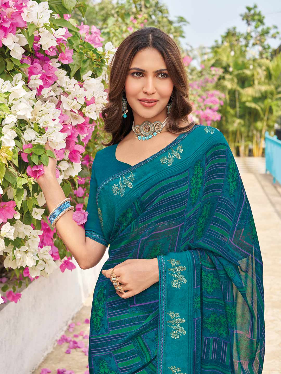 geometric designer saree