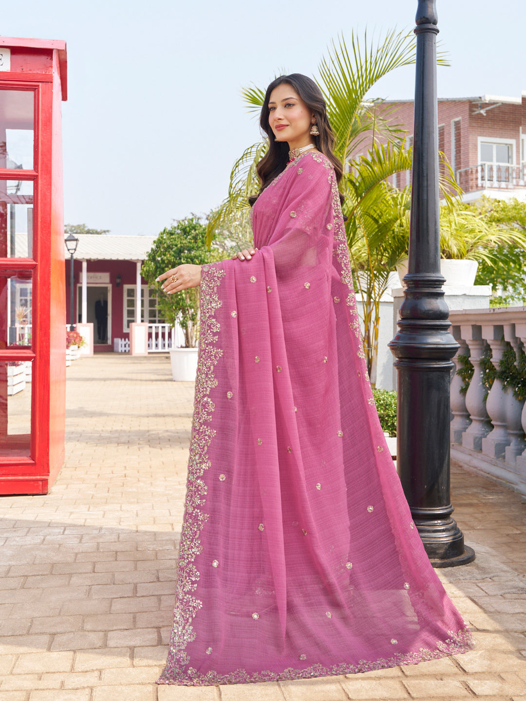 elegant designer embroidered saree