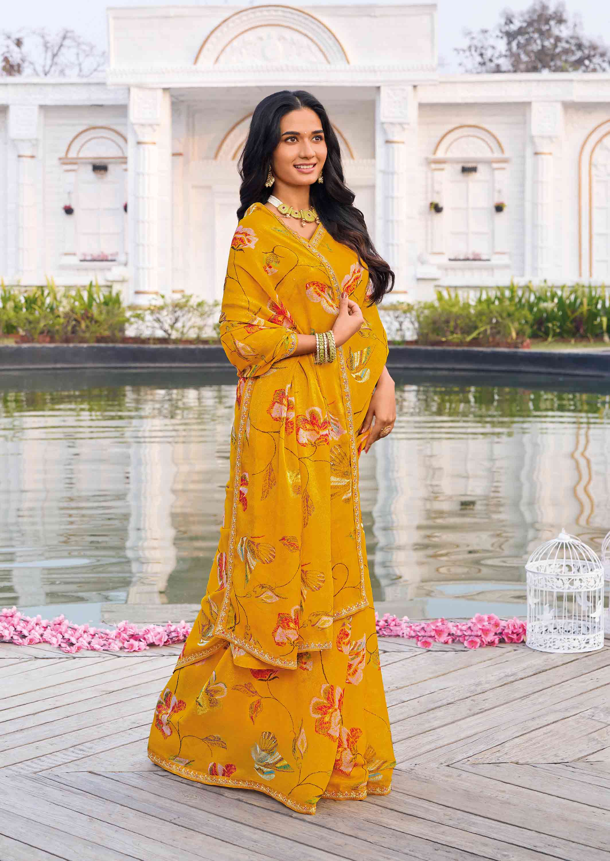 elegant designer chiffon saree