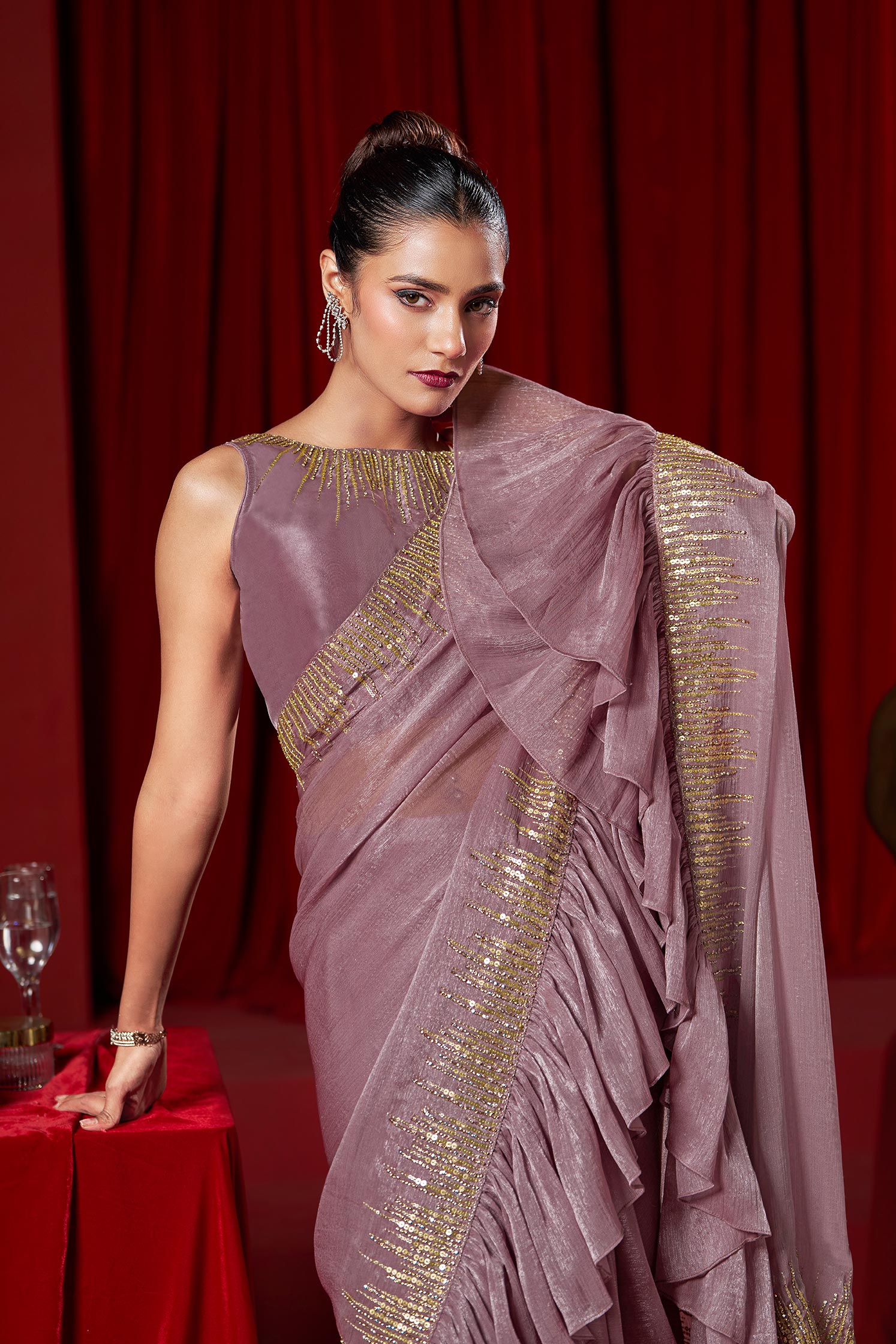 Purple Ready To Wear Saree