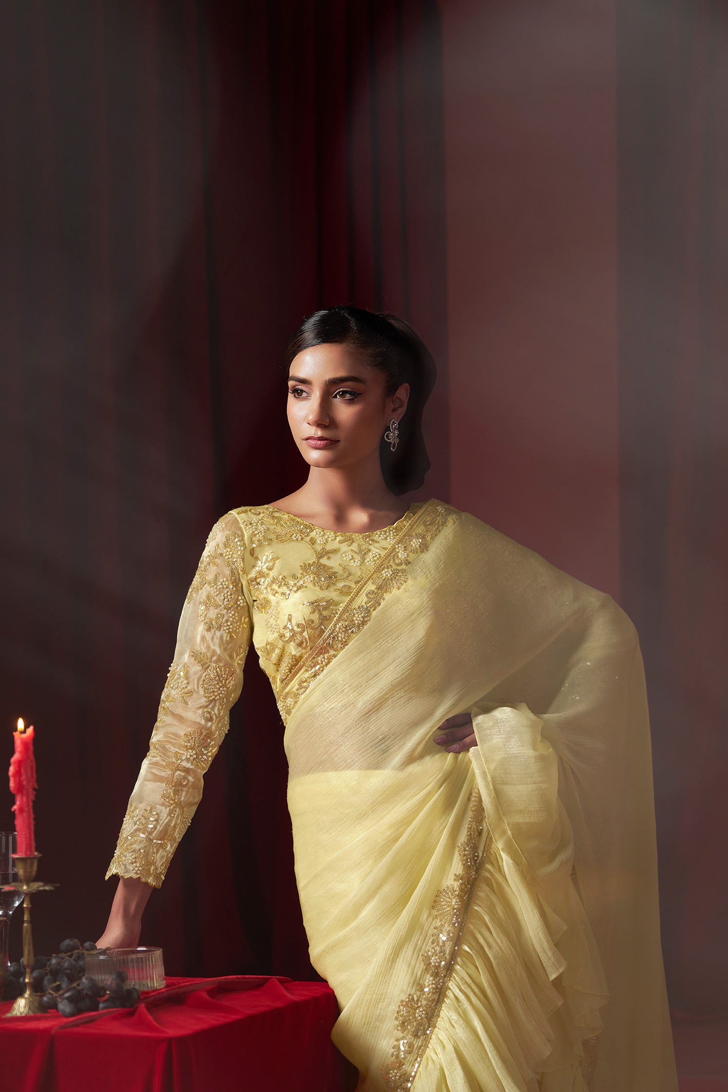 Yellow Designer Saree For Women