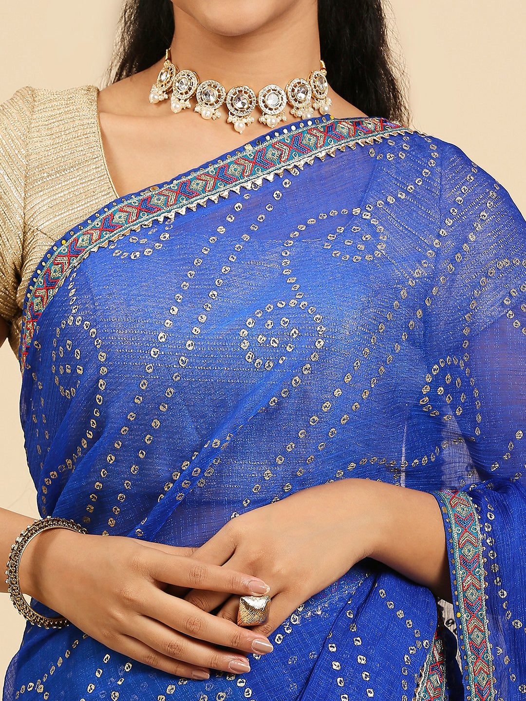 Laxmipati S-1243 Poly Chiffon Firozi & Blue Saree