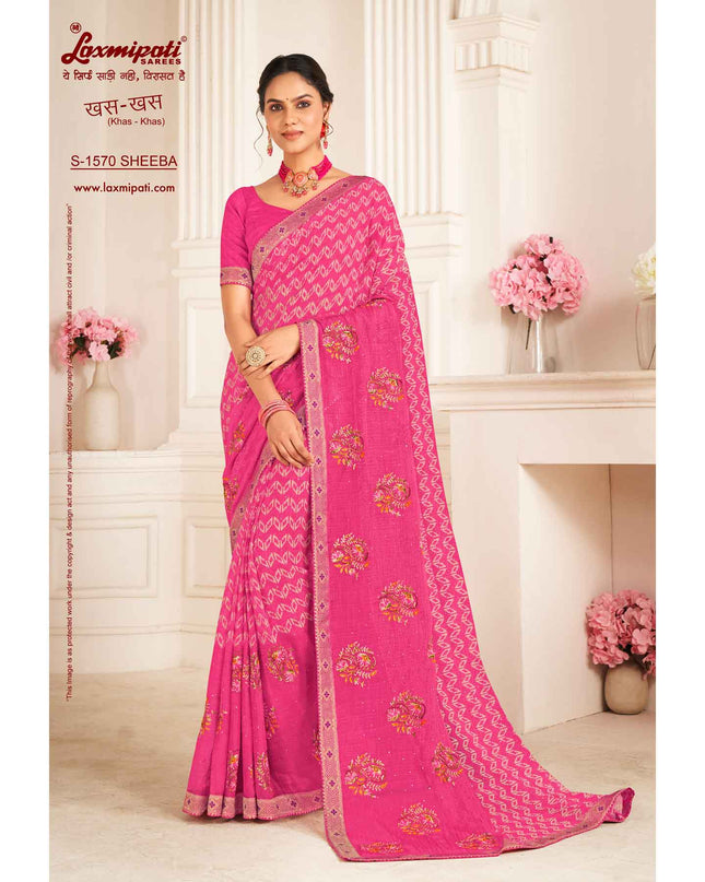 Laxmipati Khas-Khas S-1570 Chiffon Pink Saree