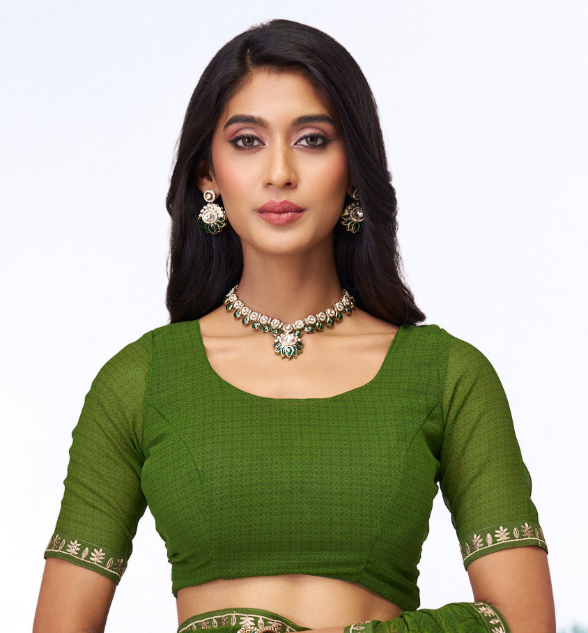 bottle green saree