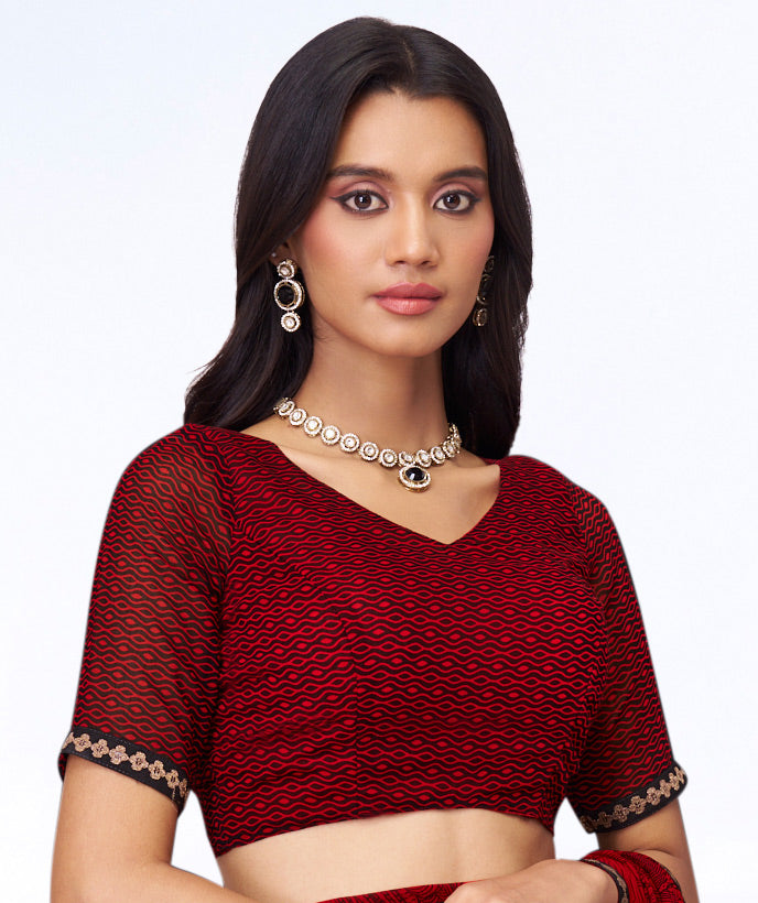 red georgette saree