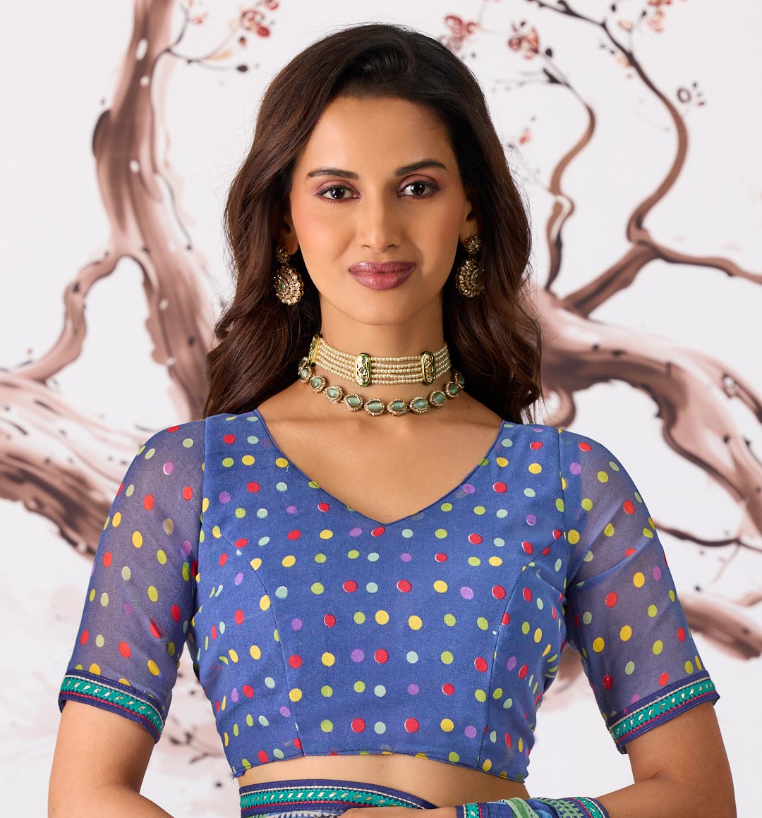 blue georgette saree