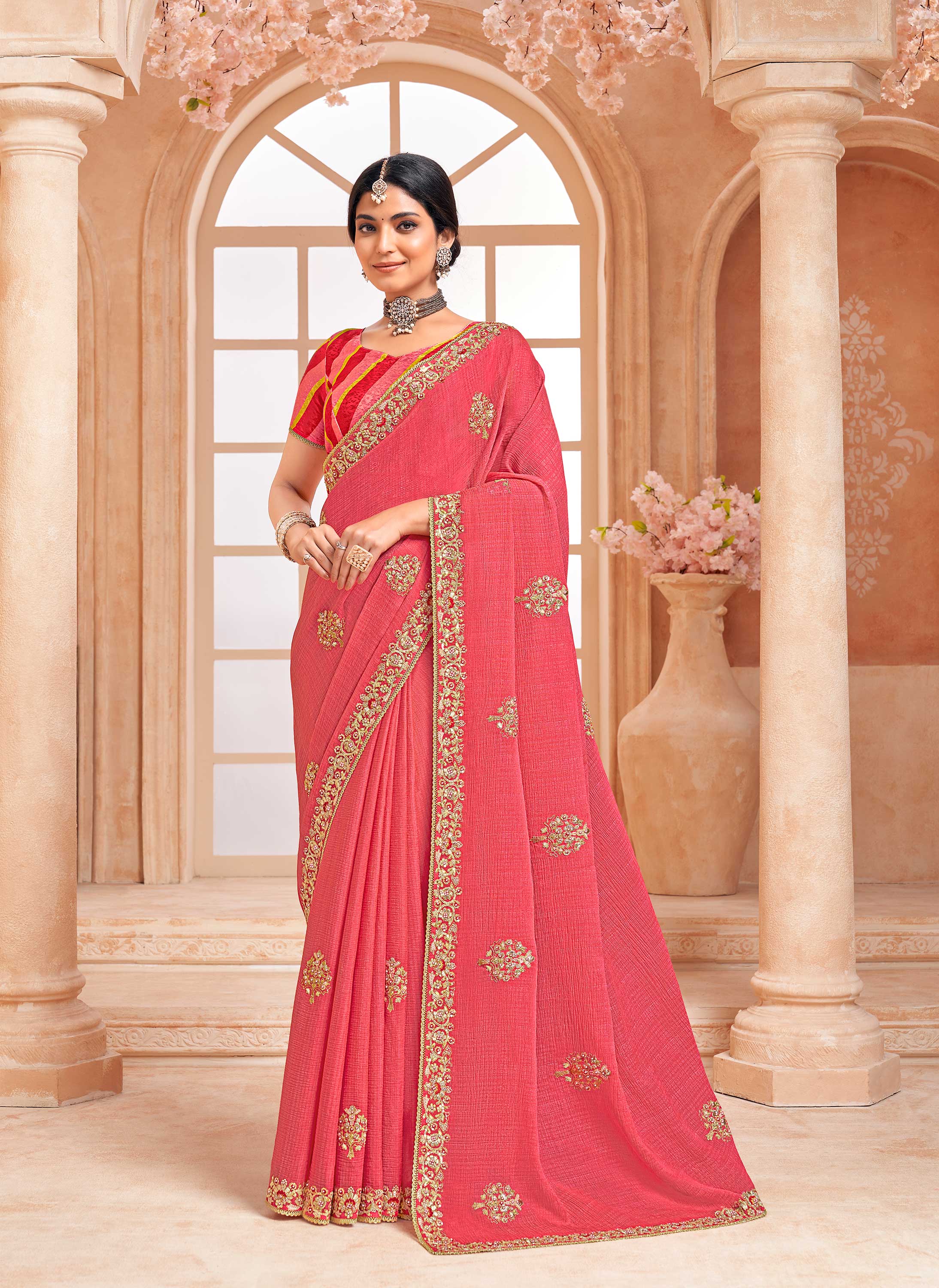 designer embroidered saree