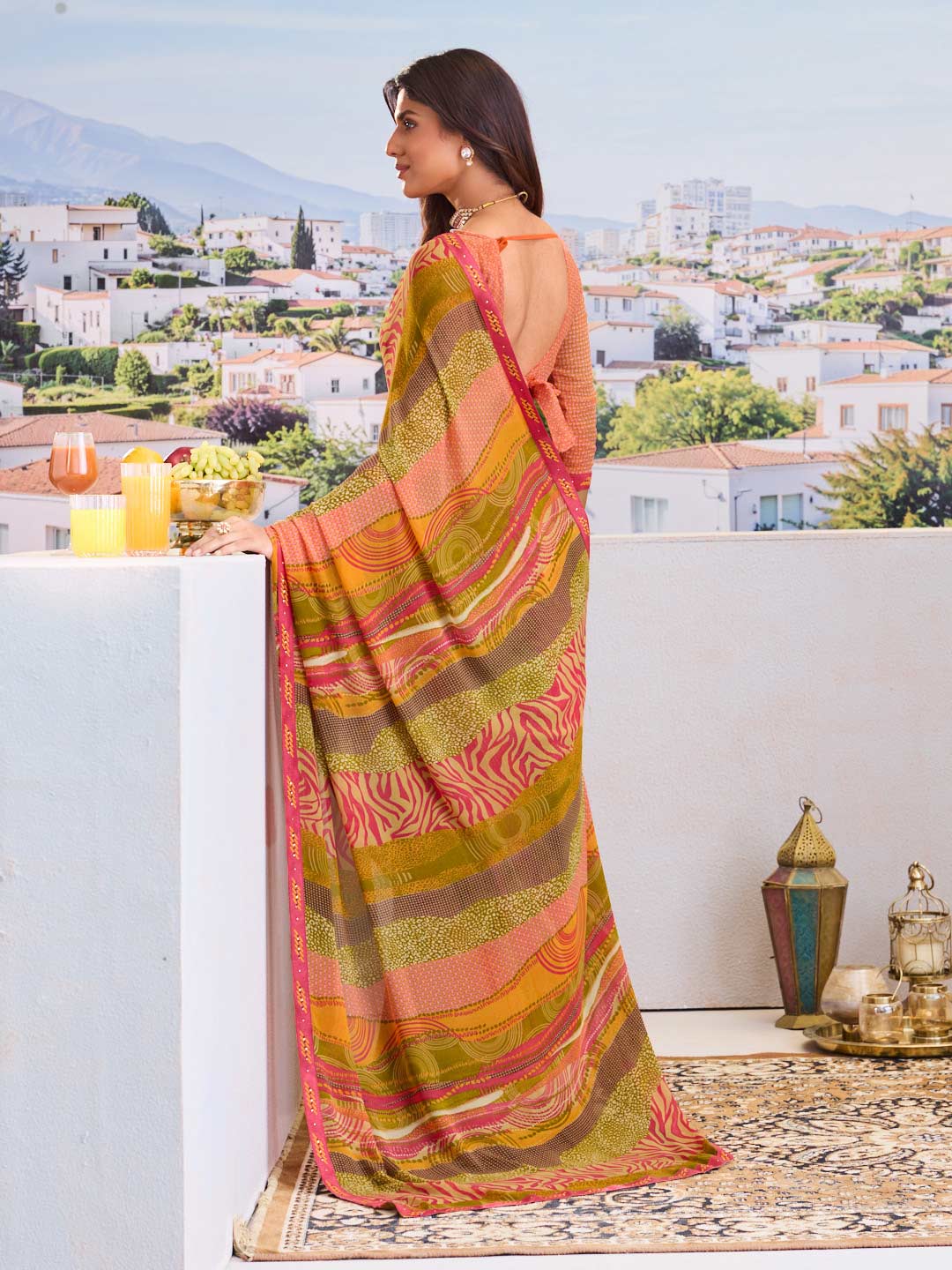 Trendy printed saree