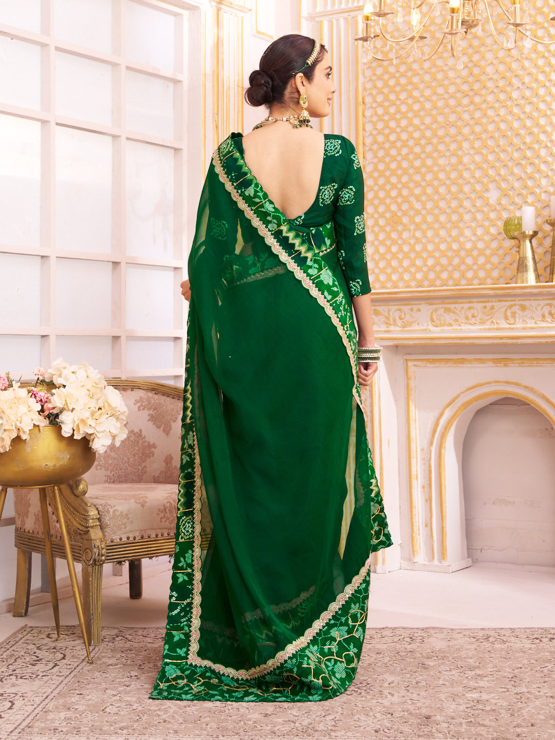 Laxmipati Chakor Green Tissue Organza Saree