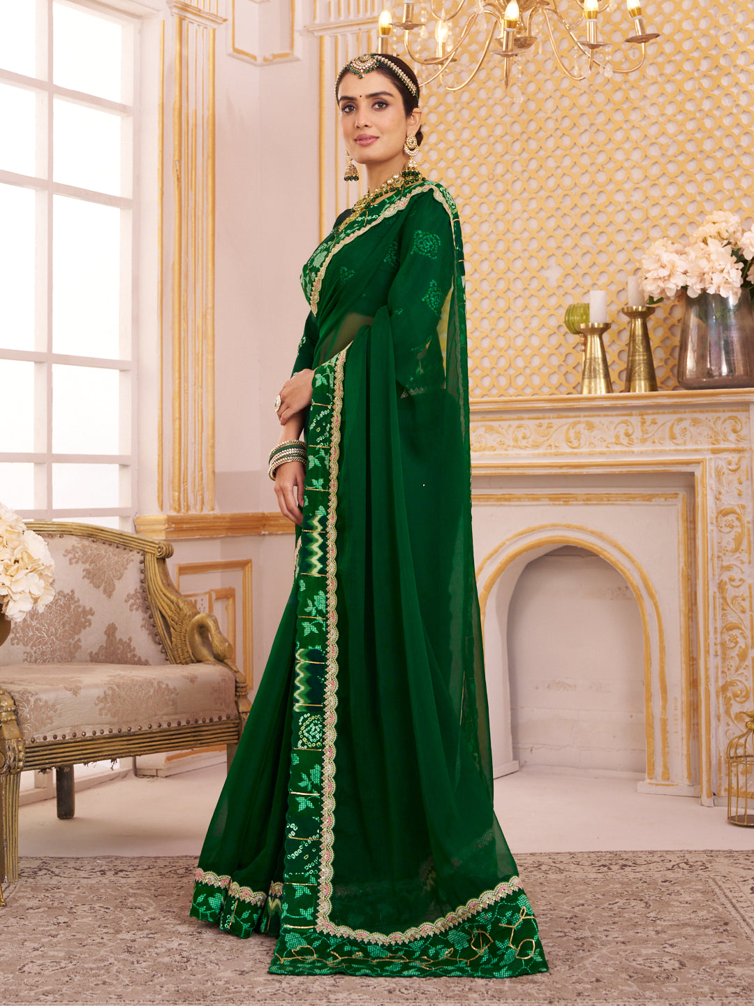 Laxmipati Chakor Green Tissue Organza Saree