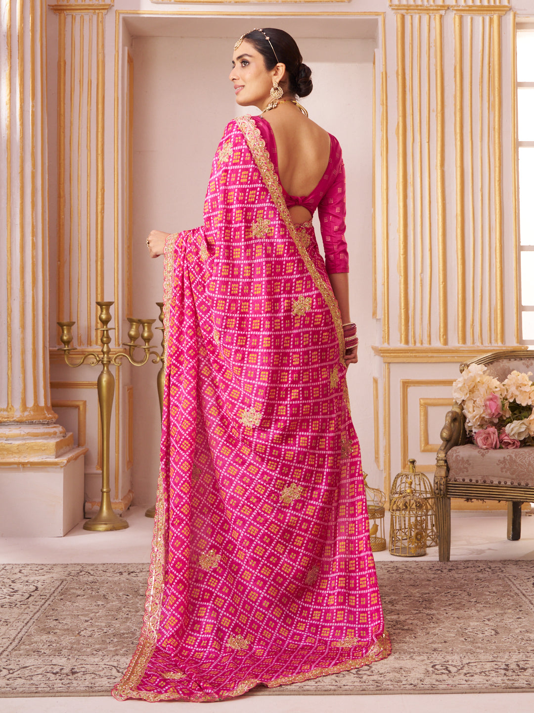 Laxmipati Chakor Pink Silk Saree with Embroidery