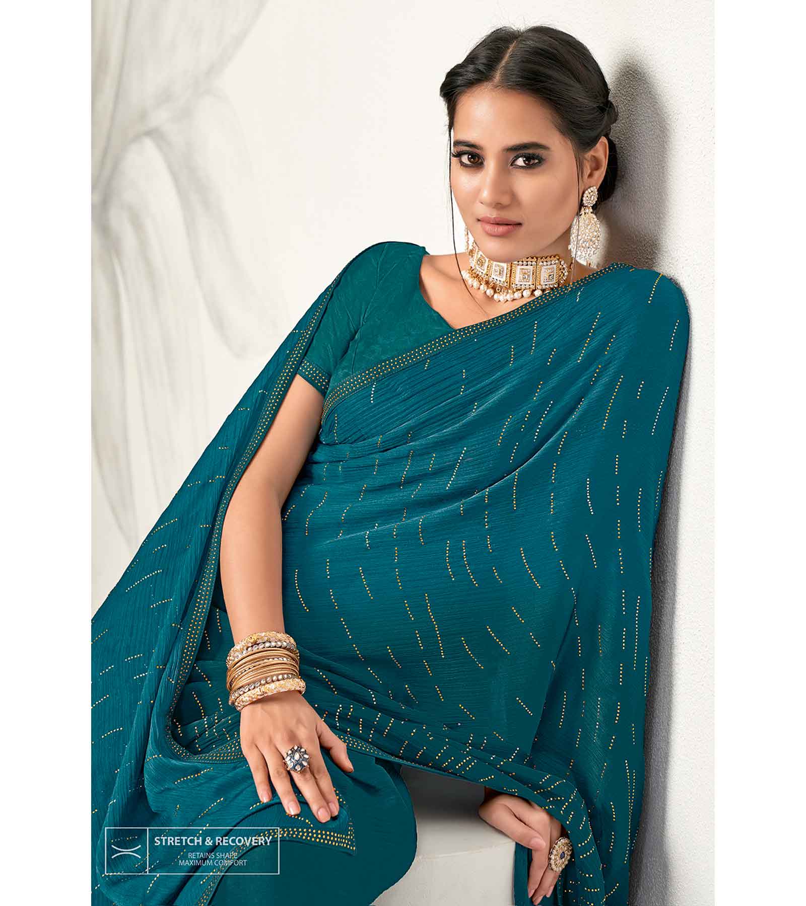 Laxmipati Barbie K-237 Satin Silk Padding Bottle Green Saree