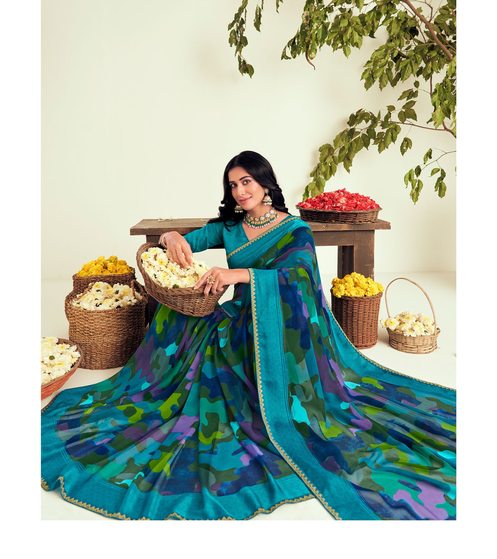 Laxmipati C/C Georgette Multicolor Saree