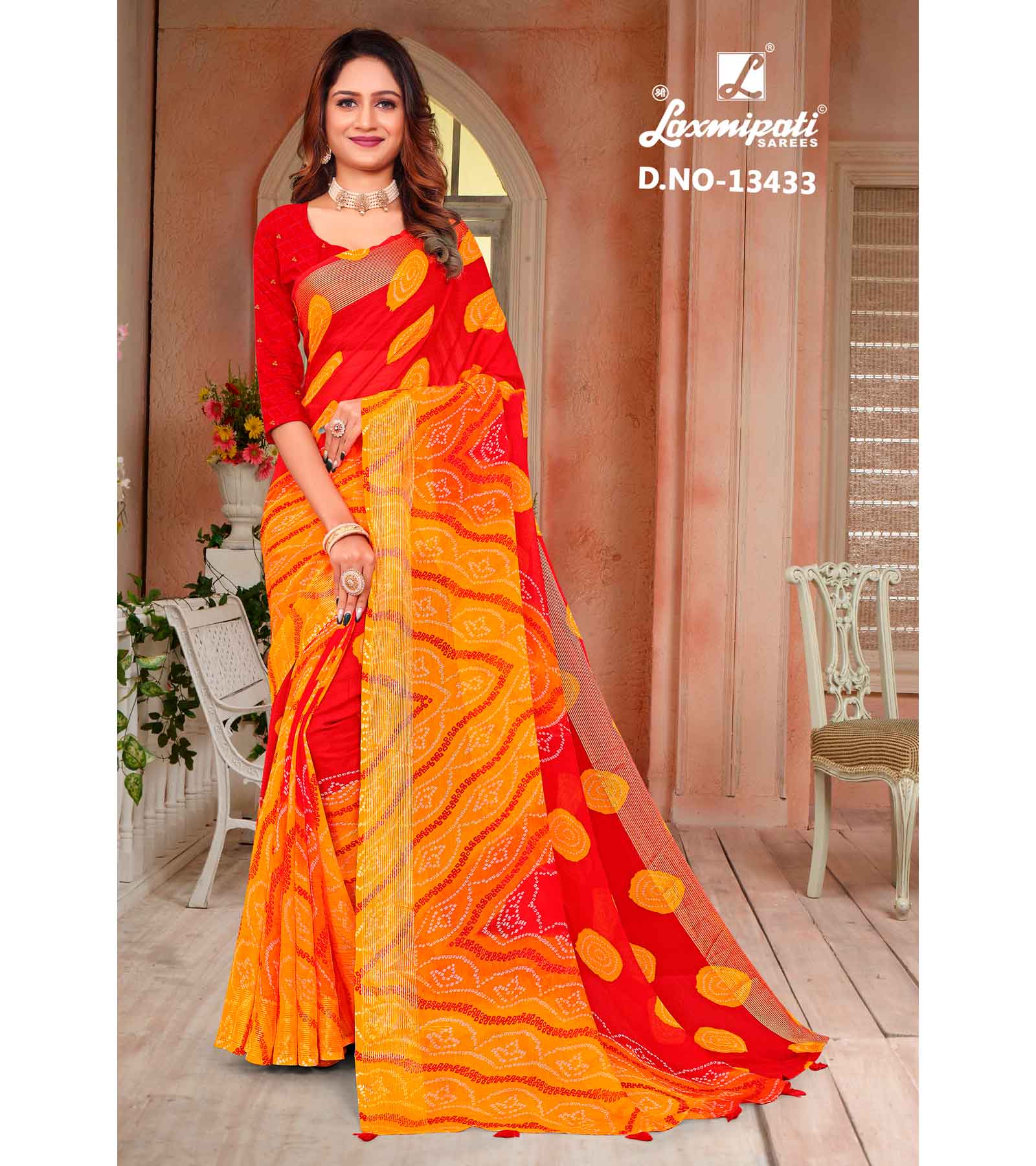 Laxmipati 13433 Chiffon Multicolor Saree