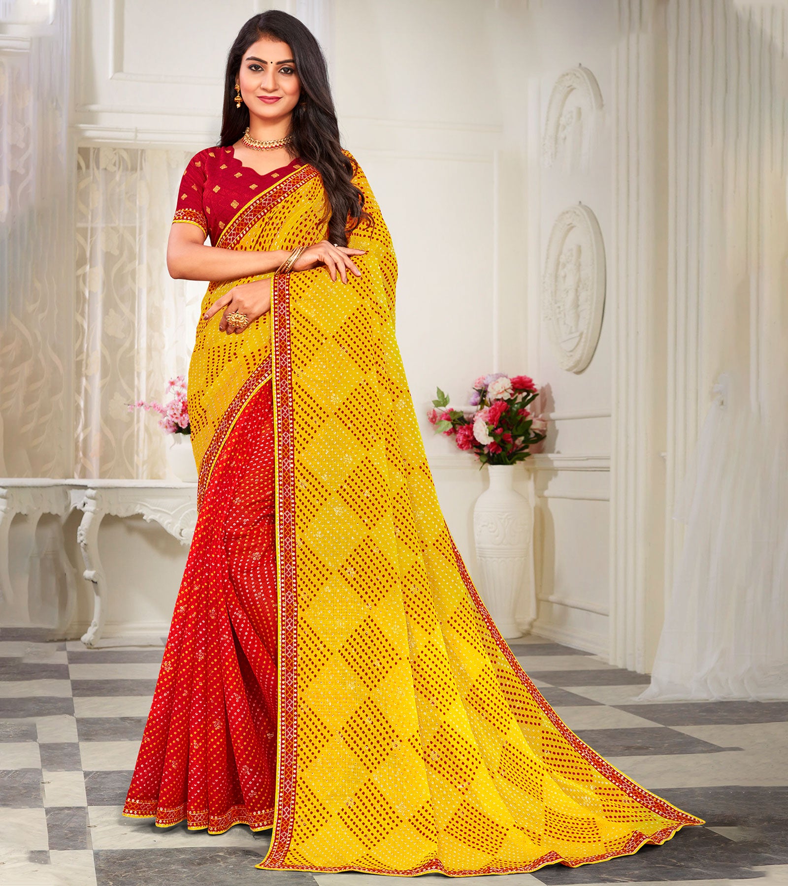 Laxmipati Chiffon Multicolor Saree