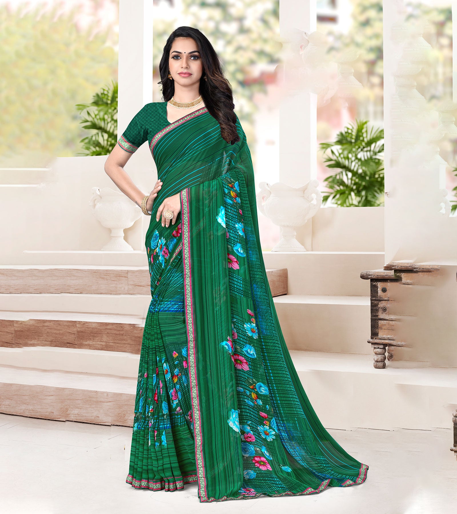 Laxmipati Georgette Green Saree
