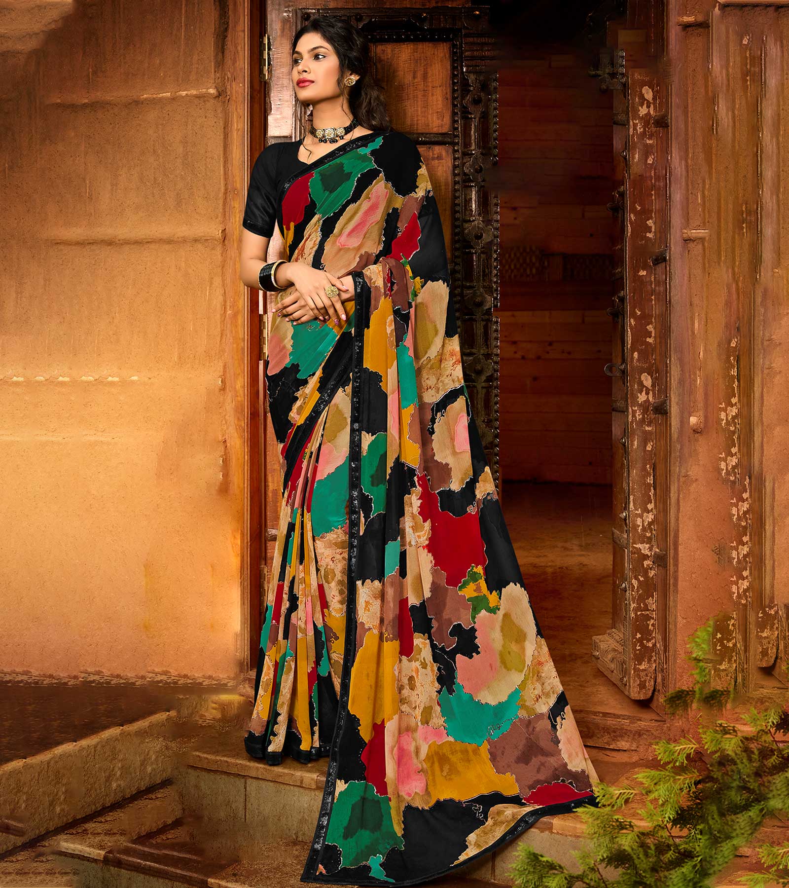 Laxmipati Georgette Multicolor 6859 Saree