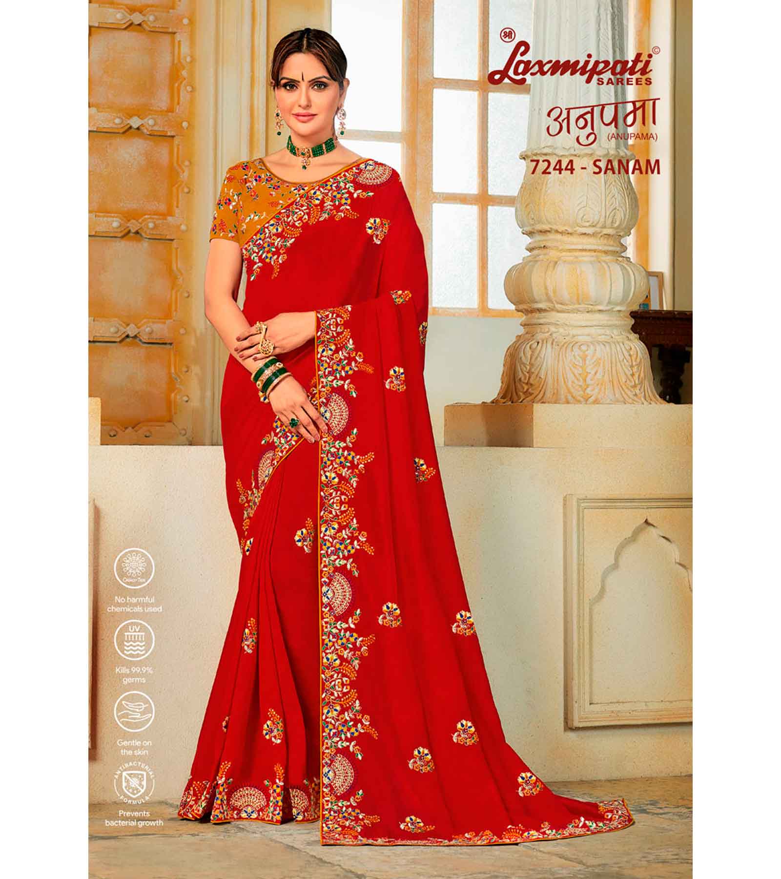 Laxmipati 7244 Sanam Red Silk Touch Saree