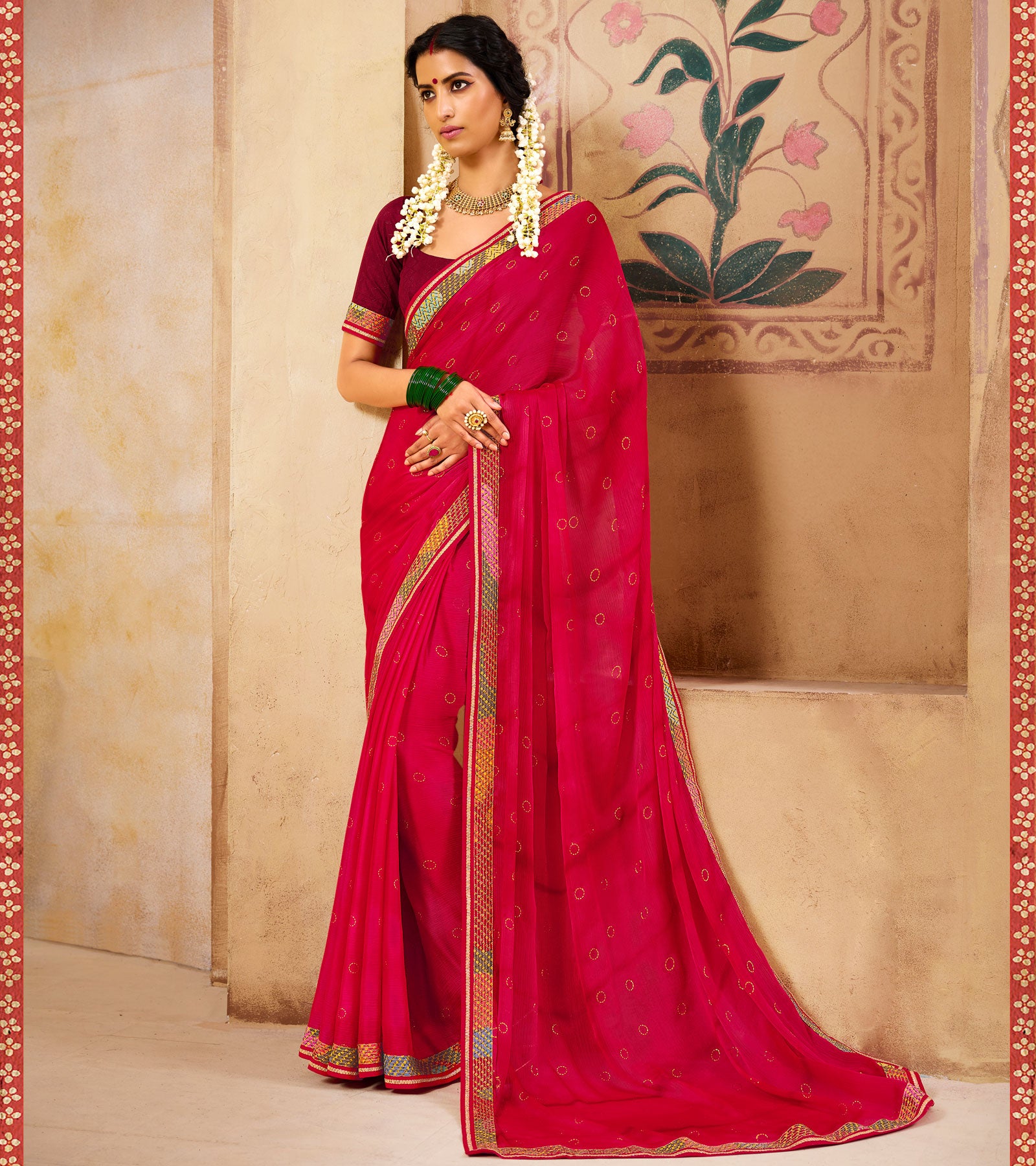 Laxmipati Silk Crape Red Saree