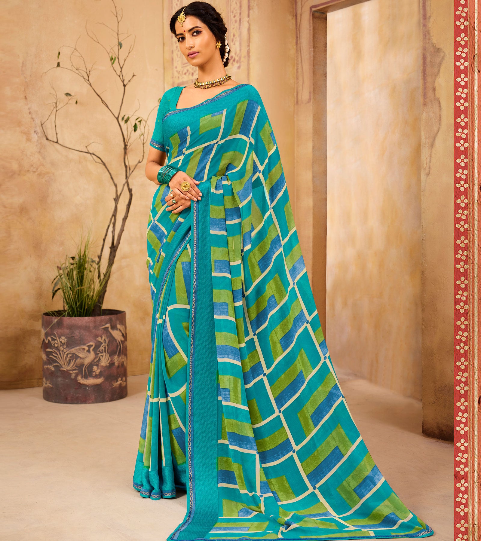 Laxmipati Georgette Multicolor Saree