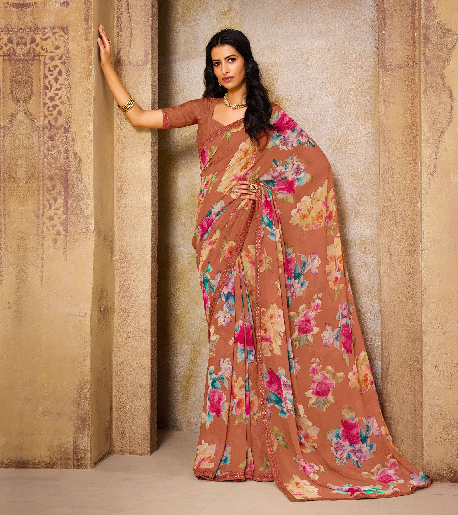 Laxmipati Georgette Multicolor Floral Saree
