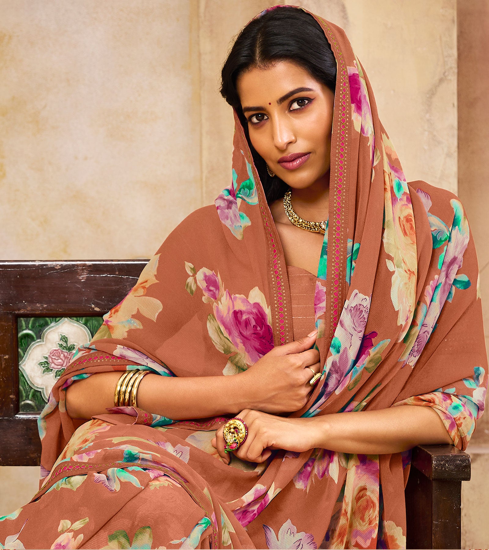 Laxmipati Georgette Multicolor Floral Saree