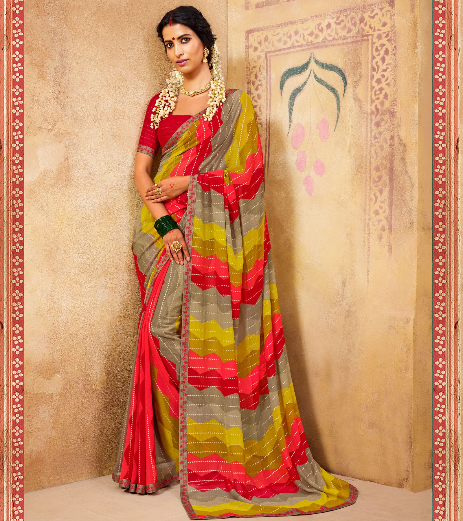 Laxmipati Georgette Multicolor Saree