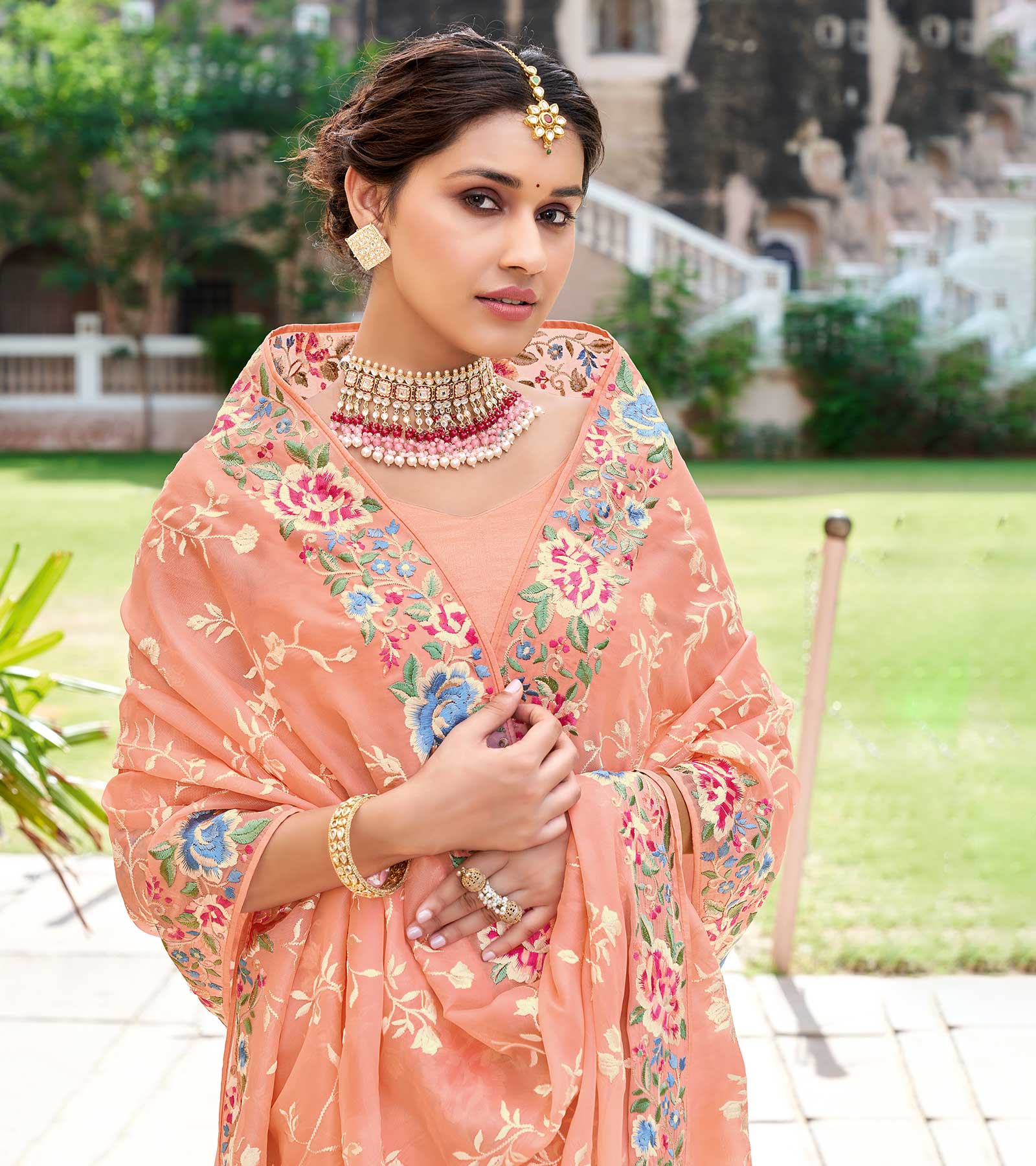 Laxmipati Tissue Peach Saree