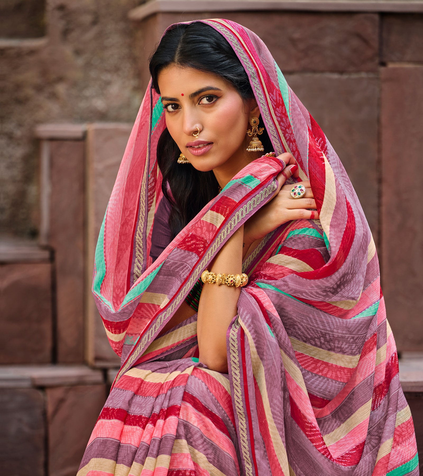 Laxmipati Sparkle Chiffon Multicolor Sarees