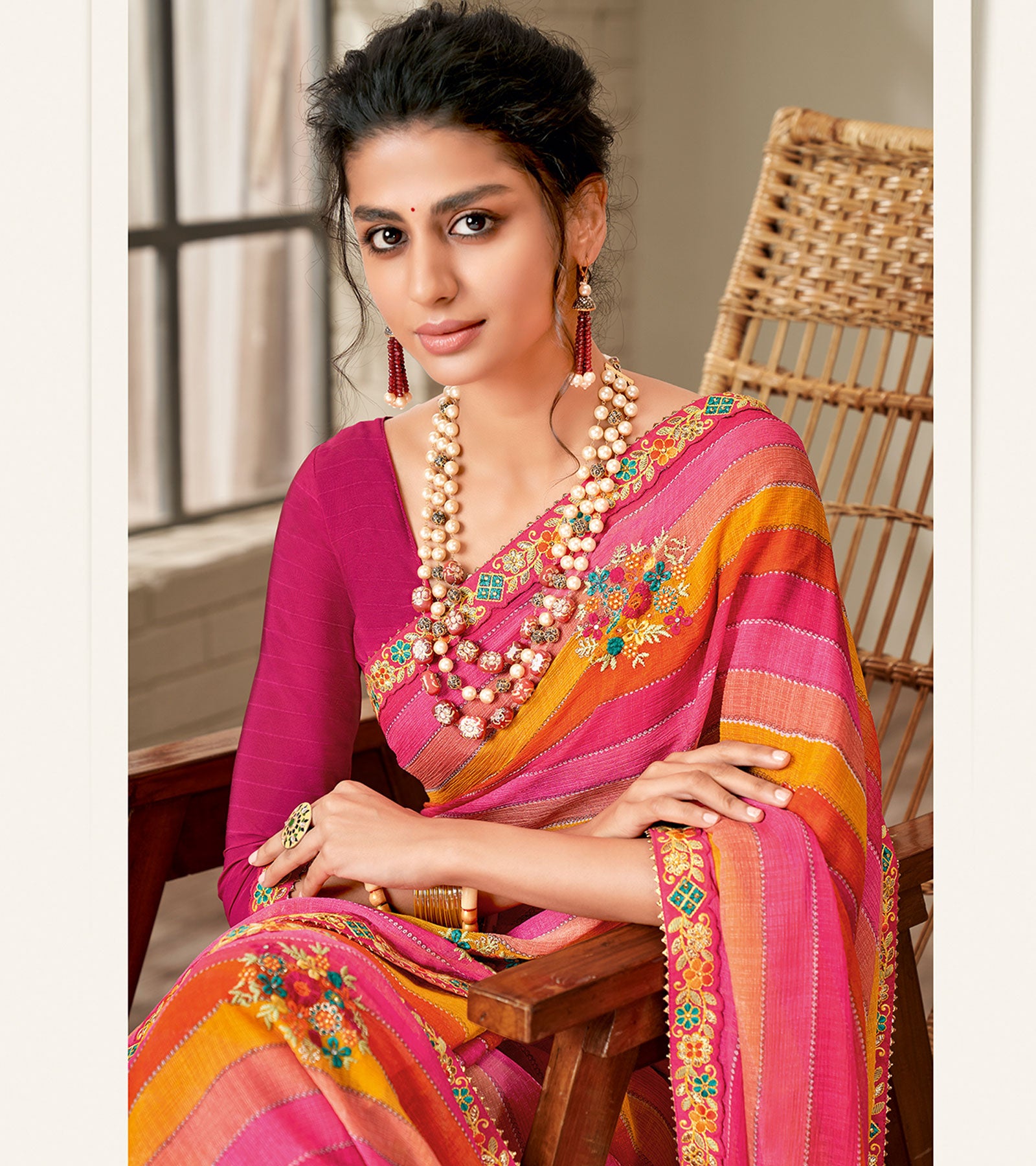 Laxmipati Aradhana Chiffon Multicolor Saree